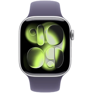 Apple Watch Series 11, GPS, 46mm, Silver Aluminium Case with Purple Fog Sport Band - M/L