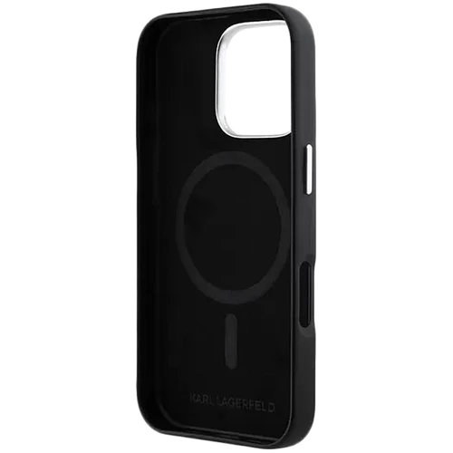 Lagerfeld для iPhone 16 Pro Max чехол PU Grained Full Wrapped & Metal Camera Hard Black (MagSafe)