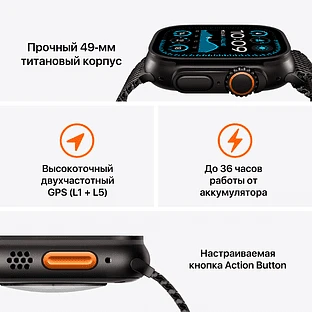 Apple Watch Ultra 2 2024 GPS + Cellular 49mm Natural Titanium Case with Blue Trail Loop - S/M