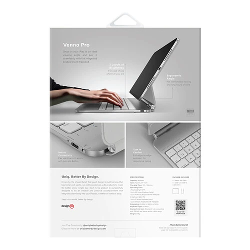 Чехол-клавиатура UNIQ Venno Pro для iPad Pro 11" (2022/21) & iPad Air 11"|10.9" (2025/24 | 2022/20), Белая