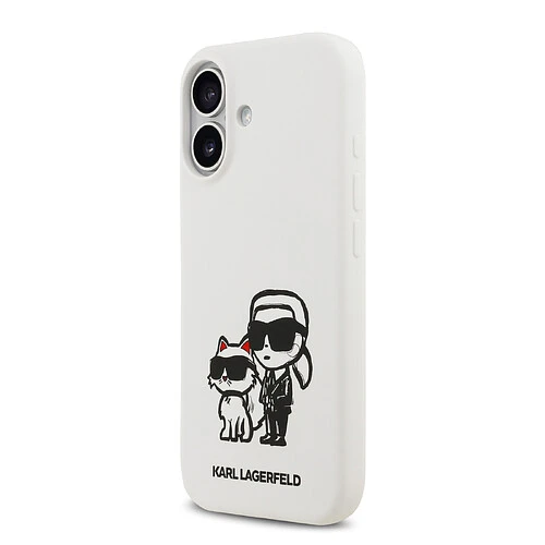 Чехол KARL LAGERFELD для iPhone 17 Liquid Silicone Sketch Karl & Choupette Hard White (MagSafe)