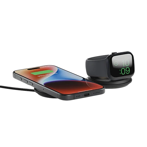 VOYAGE 2-IN-1, беспроводное зарядное устройство 2 в 1, цвет черный