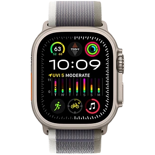 Apple Watch Ultra 2 2024 GPS + Cellular 49mm Natural Titanium Case with Green/Grey Trail Loop - S/M