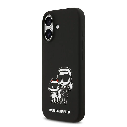 Чехол KARL LAGERFELD для iPhone 17 Liquid Silicone Sketch Karl & Choupette Hard Black (MagSafe)