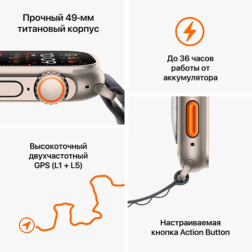 Apple Watch Ultra 2 2024 GPS + Cellular 49mm Natural Titanium Case with Indigo Alpine Loop - S