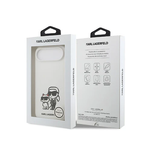 Чехол KARL LAGERFELD для iPhone Air Liquid Silicone Sketch Karl & Choupette Hard White (MagSafe)