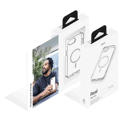 Чехол защитный uBear Real Mag Case для iPhone 16e, MagSafe совместимый, усиленный, прозрачный