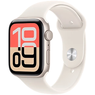 Apple Watch SE 3, GPS, 44mm, Starlight Aluminium Case with Starlight Sport Band - S/M