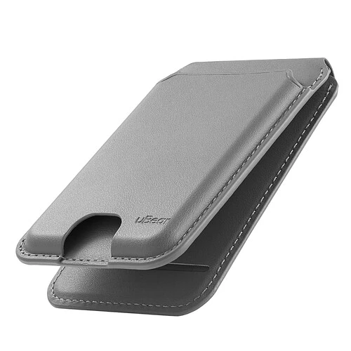 Магнитный кардхолдер uBear Fold Find My, эко-кожа, серый