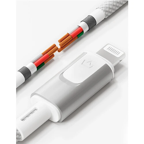 Кабель VLP Force Line 30W USB-C + Lightning, 1.2м, белый с сертификацией MFI