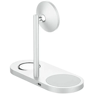 Беспроводное зарядное устройство uBear Stage Ultra, 3-в-1, с поддержкой MagSafe, Qi2, цвет: серебро