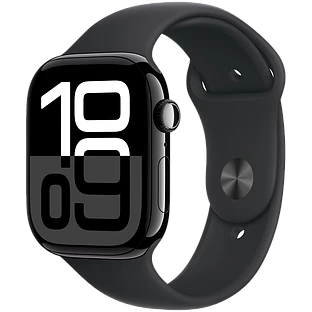 Apple Watch Series 10 GPS 46mm Jet Black Aluminum Case with Black Sport Band - M/L