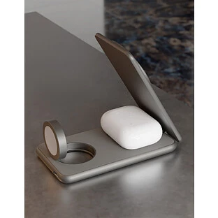 Беспроводное зарядное устройство VLP Alum Power Pro Qi2 для Apple, натуральный титан