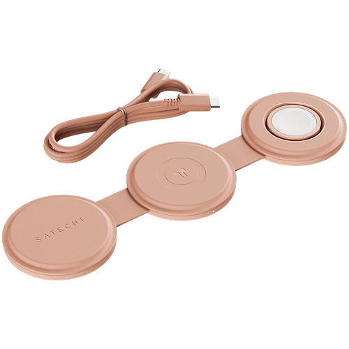 Беспроводное зарядное устройство Satechi OntheGo 3-in-1 Charger, 15Вт, Розовый