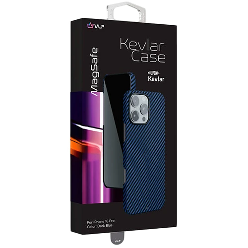 Чехол защитный "vlp" Kevlar Case с MagSafe для iPhone 16 Pro, темно-синий