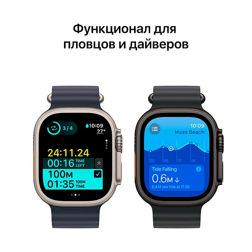 Apple Watch Ultra 2 2024 GPS + Cellular 49mm Natural Titanium Case with Navy Ocean Band