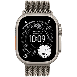 Apple Watch Ultra 3, GPS + Cellular, 49mm, Natural Titanium Case with Natural Titanium Milanese Loop - L