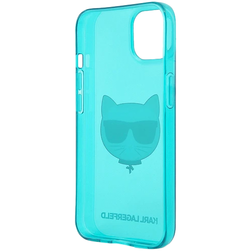 Чехол Lagerfeld для iPhone 13 mini TPU FLUO Choupette Hard Transp Blue