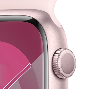 Apple Watch Series 9 GPS, 45 мм, корпус - розовый, спортивный ремешок розового цвета M/L