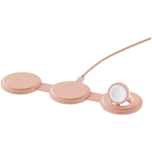 Беспроводное зарядное устройство Satechi OntheGo 3-in-1 Charger, 15Вт, Розовый