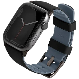 Uniq для Apple Watch 41/40/38 mm ремешок Linus Airosoft silicone strap Black