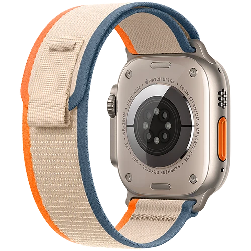 Apple Watch Ultra 2 2024 GPS + Cellular 49mm Natural Titanium Case with Orange/Beige Trail Loop - S/M