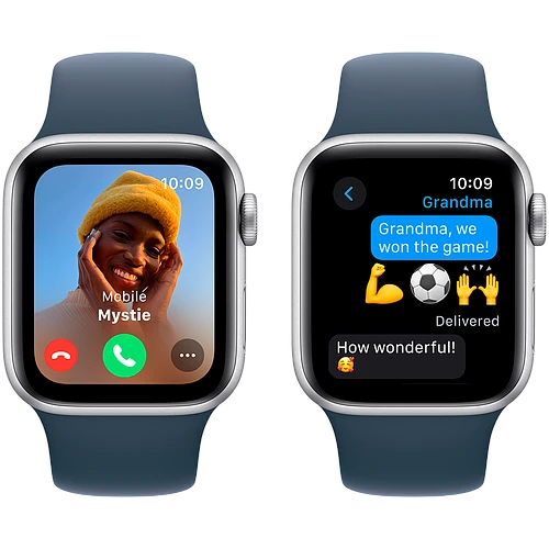 Apple Watch SE 2 (2023) GPS 40mm Silver Aluminum Case with Storm Blue Sport Band - M/L