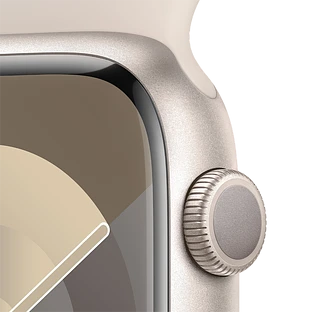 Apple Watch Series 9 GPS, 45 мм, корпус - сияющая звезда, спортивный силиконовый ремешок цвета сияющая звезда M/L 