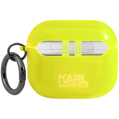 Чехол Lagerfeld для Airpods 3 TPU FLUO with ring Choupette Transp Yellow