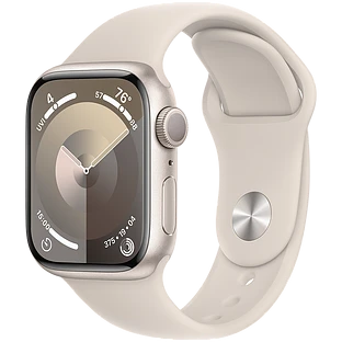 Apple Watch Series 9 GPS, 41 мм, корпус - сияющая звезда, спортивный силиконовый ремешок цвета сияющая звезда M/L 