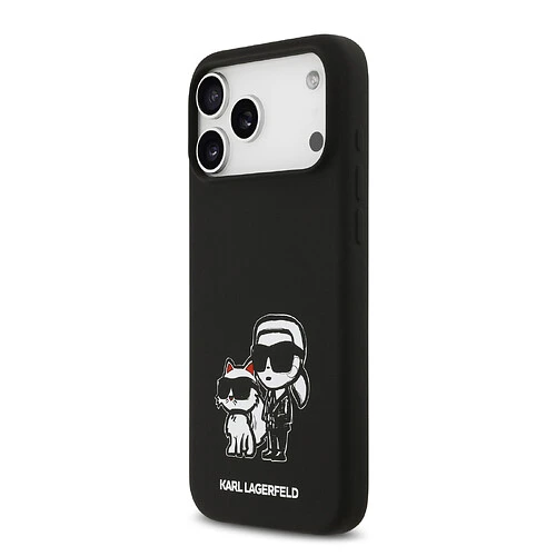 Чехол KARL LAGERFELD для iPhone 17 Pro Liquid Silicone Sketch Karl & Choupette Hard Black (MagSafe)