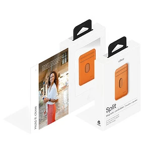 Магнитный кардхолдер uBear Split, эко-кожа, оранжевый