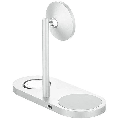 Беспроводное зарядное устройство uBear Stage Ultra, 3-в-1, с поддержкой MagSafe, Qi2, цвет: серебро