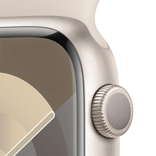 Apple Watch Series 9 GPS, 45 мм, корпус - сияющая звезда, спортивный силиконовый ремешок цвета сияющая звезда M/L 