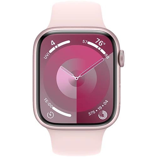 Apple Watch Series 9 GPS, 45 мм, корпус - розовый, спортивный ремешок розового цвета M/L