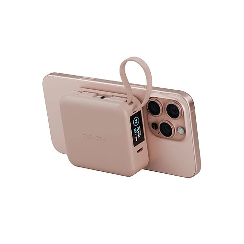 Аккумулятор внешний Energea MagPac MINI Plus, 10000 mAh Magnetic wireless 15W + С 20W +2 C cables and Display Pink