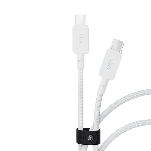 Дата-кабель VLP Nylon Cable USB C - USB C, 100W, 2м, белый