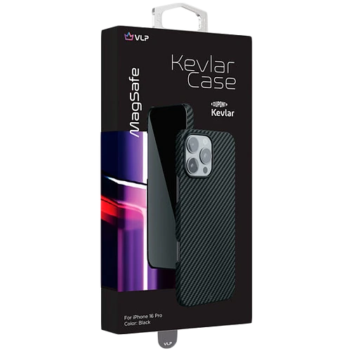 Чехол защитный VLP Kevlar Case с MagSafe для iPhone 16 Pro, черный