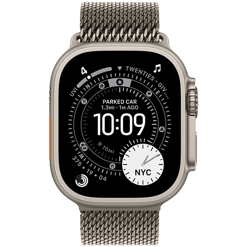 Apple Watch Ultra 3, GPS + Cellular, 49mm, Natural Titanium Case with Natural Titanium Milanese Loop - L