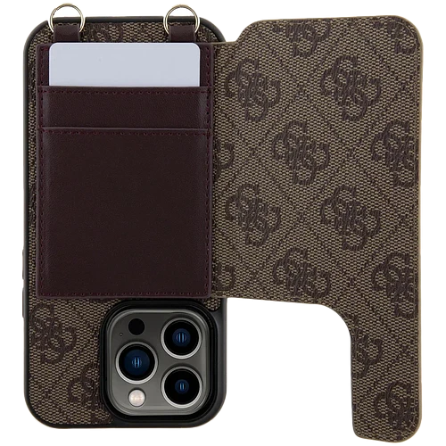 Guess для iPhone 14 Pro чехол Crossbody cardslots magnetic 4G Hard Brown