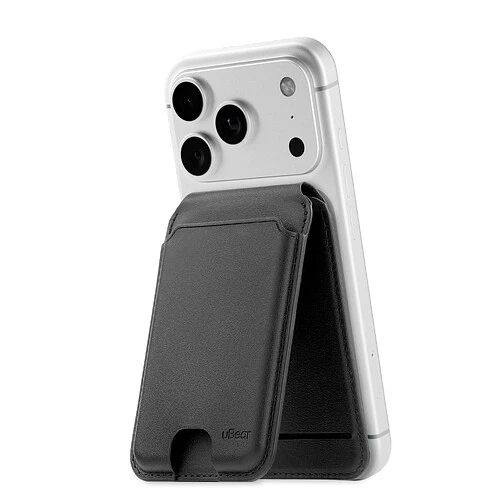 Магнитный кардхолдер uBear Fold Find My, эко-кожа, черный