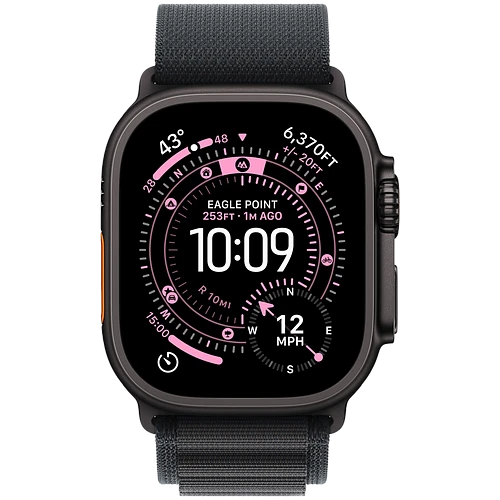 Apple Watch Ultra 3, GPS + Cellular, 49mm, Black Titanium Case with Black Alpine Loop - M