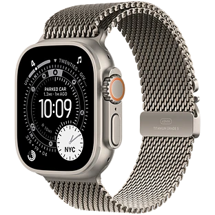 Apple Watch Ultra 3, GPS + Cellular, 49mm, Natural Titanium Case with Natural Titanium Milanese Loop - M