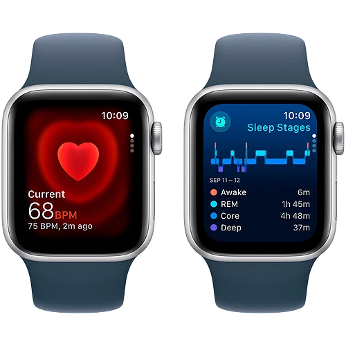 Apple Watch SE 2 (2023) GPS 40mm Silver Aluminum Case with Storm Blue Sport Band - M/L