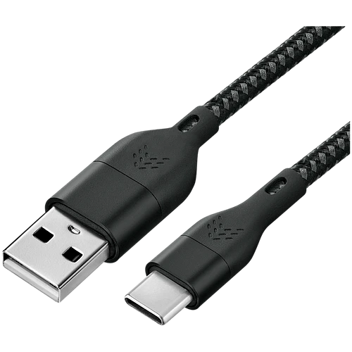 Зарядный кабель Rocket Urban USB-A/USB-C, 1м, нейлоновая оплётка, цвет: чёрно-серый