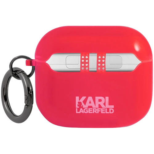 Чехол Lagerfeld для Airpods 3 TPU FLUO with ring Choupette Transp Pink