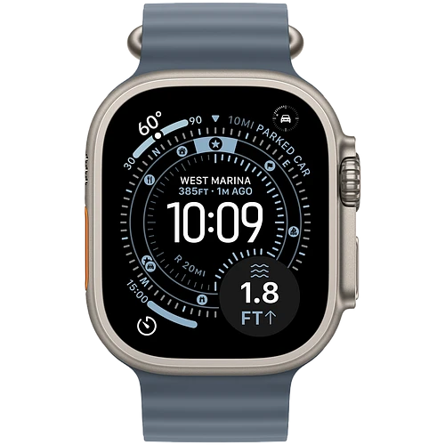 Apple Watch Ultra 3, GPS + Cellular, 49mm, Natural Titanium Case with Anchor Blue Ocean Band - One Size