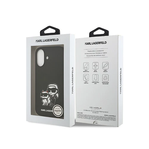 Чехол KARL LAGERFELD для iPhone 17 Liquid Silicone Sketch Karl & Choupette Hard Black (MagSafe)