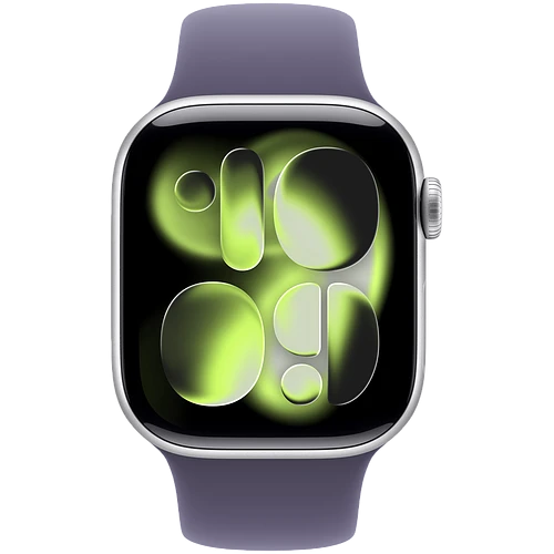 Apple Watch Series 11, GPS, 42mm, Silver Aluminium Case with Purple Fog Sport Band - M/L