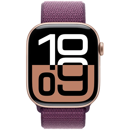 Apple Watch Series 10 GPS 42mm Rose Gold Aluminum Case with Plum Sport Loop